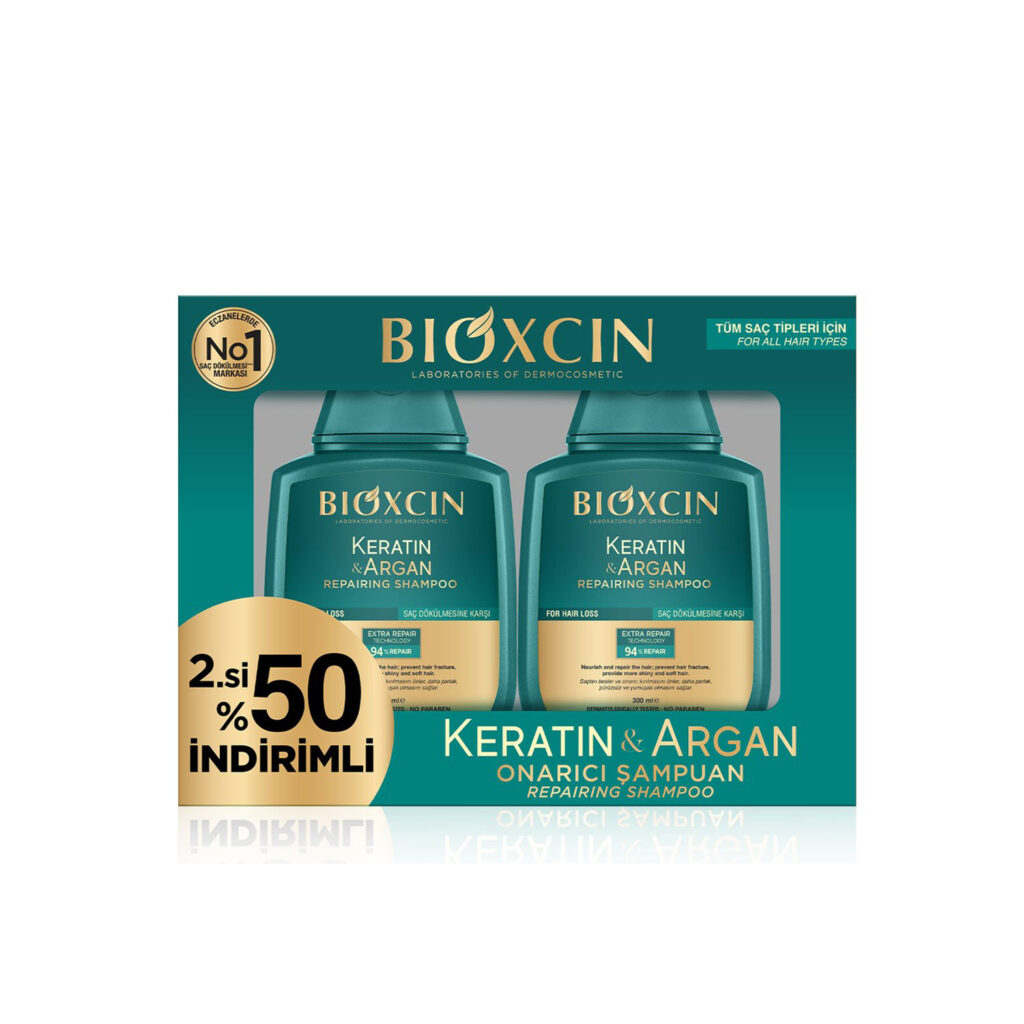 خرید و قیمت شامپو بیوکسین bioxcin حاوی روغن آرگان و کراتین حجم 300 میل