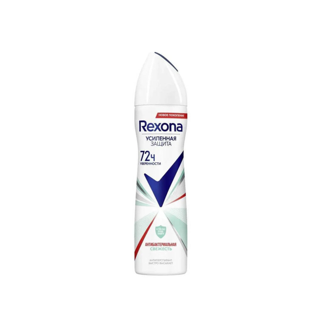 اسپری دئودورانت رکسونا Rexona زنانه 72 ساعته مدل Антибактериальная свежесть حجم 150 میل